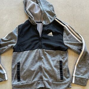 Adidas Kids Black and Gray Zip-Up Hoodie